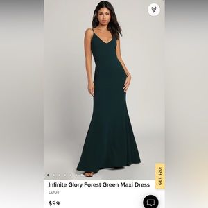 Infinite Glory forest green maxi dress gown